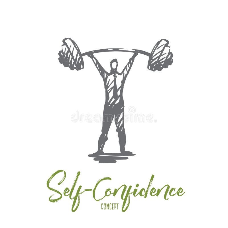 self confidence success boss strength career concept hand drawn isolated vector man heavy barbell sketch illustration 130812768
